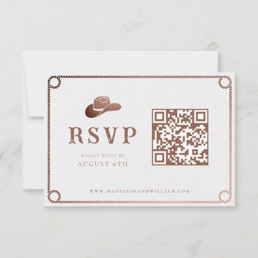 Western Cowboy Country Rustikale Hochzeit RSVP Karte (Vorderseite)