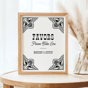 Western Cowboy Country Wedding Favoriten Sign Poster