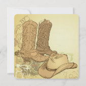 Western Cowboy Cowgirl Boots Hat Wedding Einladung (Rückseite)