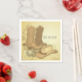 Western Cowboy Cowgirl Boots Hat Wedding Serviette (Beispiel)