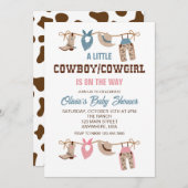 Western Cowboy Cowgirl Gender enthüllt Kinderdusch Einladung (Vorne/Hinten)