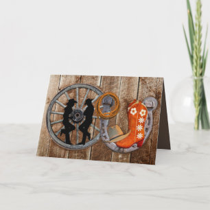 Western Cowboy Cowgirl Horseshoe Wagon Wheel