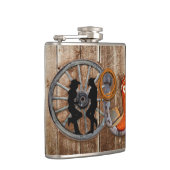 Western Cowboy Cowgirl Horseshoe Wagon Wheel Flachmann (Rechts)