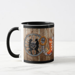 Western Cowboy Cowgirl Horseshoe Wagon Wheel Tasse