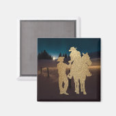 Western Cowboy Cowgirl Paar mit Pferd Magnet (Vorderseite/Rückseite)