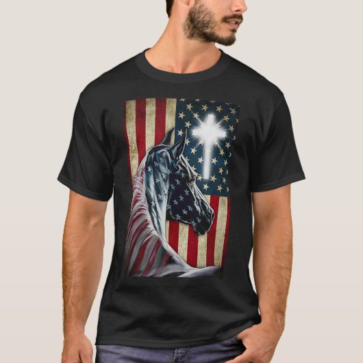 Western Cowboy Cowgirl Patriot Pferd Jesus Cross U T-Shirt (Vorderseite)