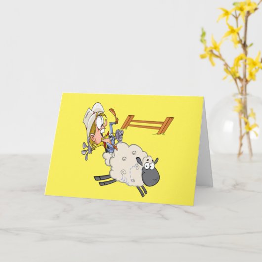 Western Cowboy Cowgirl Rodeo Mutton Bustin Karte (Gelbe Blume)