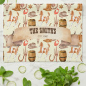 Western Cowboy Cowgirl Rodeo Pferd thematisch Geschirrtuch (Gefaltet)