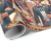 Western Cowboy Cowgirl Wedding Geschenkpapier (Rolleneckpunkt)