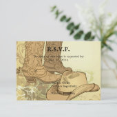 Western Cowboy Cowgirl Wedding RSVP (Stehend Vorderseite)