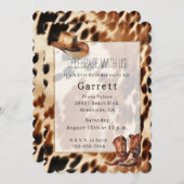 Western Cowboy Cream Brown Black Cowhide Boost Hat Einladung (Vorne/Hinten)