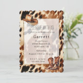 Western Cowboy Cream Brown Black Cowhide Boost Hat Einladung (Stehend Vorderseite)