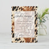 Western Cowboy Cream Brown Black Cowhide Einladung (Stehend Vorderseite)