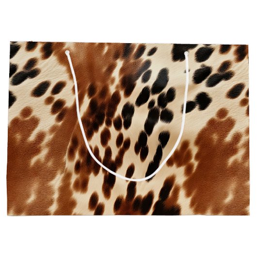 Western Cowboy Cream Brown Black Cowhide Große Geschenktüte (Rückseite)
