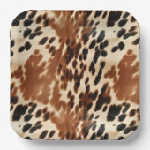 Western Cowboy Cream Brown Black Cowhide Pappteller (Vorderseite)