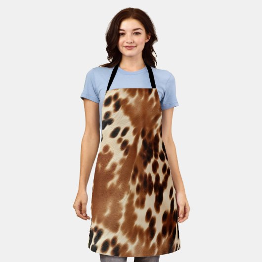 Western Cowboy Cream Brown Black Cowhide Schürze (Getragen)