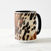 Western Cowboy Cream Brown Black Cowhide Tasse (VorderseiteRechts)