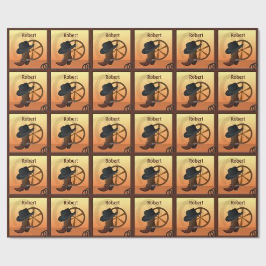 Western Cowboy Custom Gift Wrap Geschenkpapier (Flach)