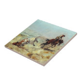 Western-Cowboy, der einen Ochsen Roping ist Fliese (Seite)