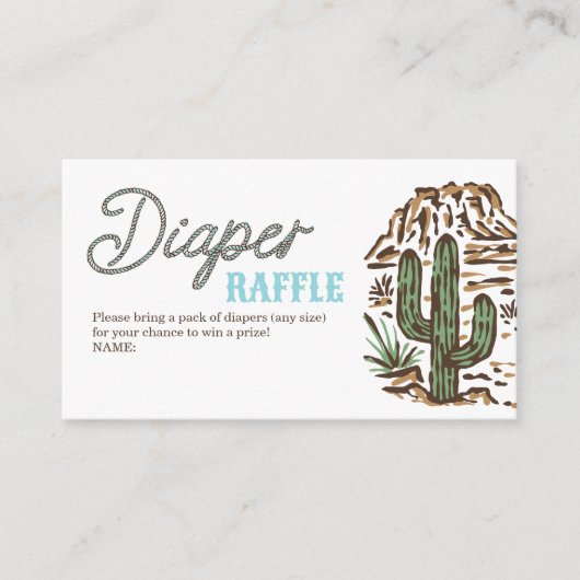 Western Cowboy Diaper Raffle Baby Duschkarte Begleitkarte (Vorderseite)