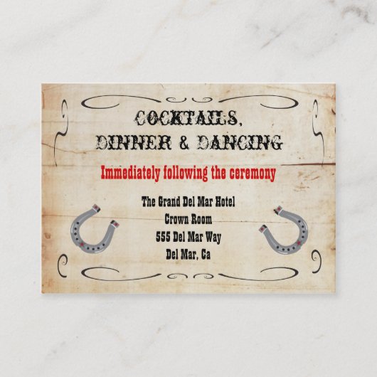 Western Cowboy Empfang Einschließungskarte einfüge Begleitkarte (Vorderseite)