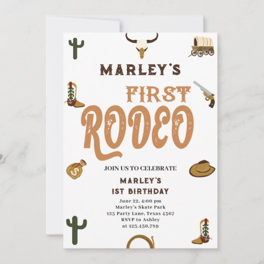 Western Cowboy First Birthday Rodeo Wild Baby Boy Einladung (Vorderseite)