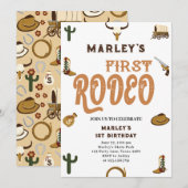 Western Cowboy First Birthday Rodeo Wild Baby Boy Einladung (Vorne/Hinten)