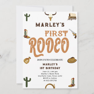 Western Cowboy First Birthday Rodeo Wild Baby Boy Einladung