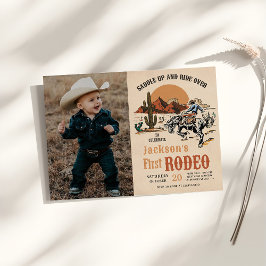 Western Cowboy First Rodeo 1. Geburtstag Foto Einladung