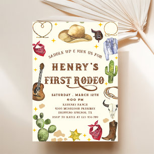 Western Cowboy First Rodeo 1. Geburtstag Party Einladung