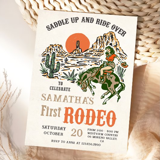 Western Cowboy First Rodeo Einladung zum 1. Geburt