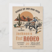 Western Cowboy First Rodeo Einladung zum 1. Geburt (Vorderseite)