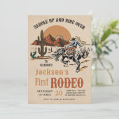 Western Cowboy First Rodeo Einladung zum 1. Geburt (Stehend Vorderseite)