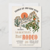 Western Cowboy First Rodeo Einladung zum 1. Geburt (Vorderseite)