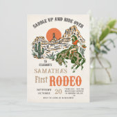 Western Cowboy First Rodeo Einladung zum 1. Geburt (Stehend Vorderseite)