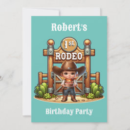 Western Cowboy First Rodeo Geburtstag Custom Einladung