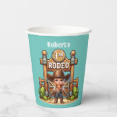 Western Cowboy First Rodeo Geburtstag Custom Pappbecher (Rückseite)