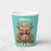 Western Cowboy First Rodeo Geburtstag Custom Pappbecher (Vorderseite)
