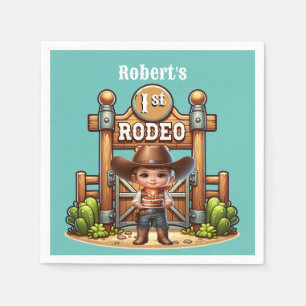 Western Cowboy First Rodeo Geburtstag Custom Serviette