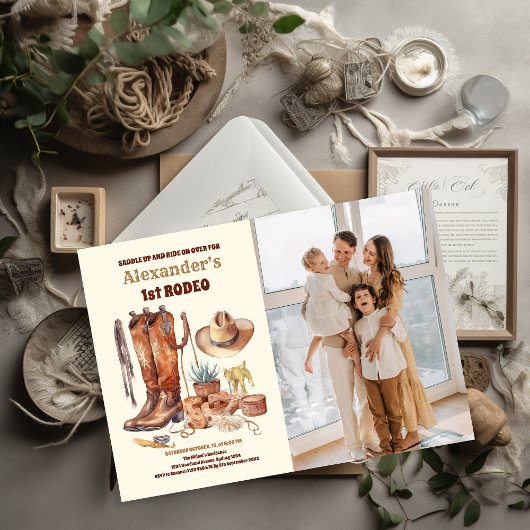 Western Cowboy First Rodeo Geburtstag Einladung