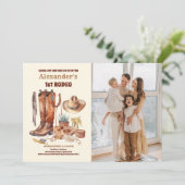 Western Cowboy First Rodeo Geburtstag Einladung (Stehend Vorderseite)