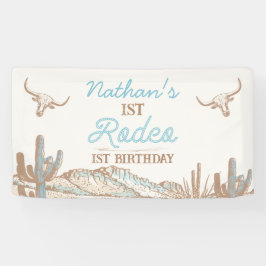 Western Cowboy First Rodeo Geburtstagsbanner Banner