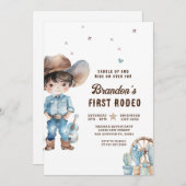 Western Cowboy First Rodeo Geburtstagsparty Einladung (Vorne/Hinten)