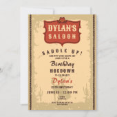 Western Cowboy Funny Birthday Rustic Soirée Einladung (Vorderseite)