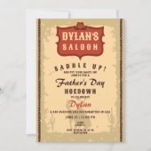 Western Cowboy Funny Vatertag Saloon Party Einladung (Vorderseite)