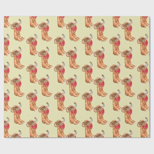 Western Cowboy Gear Pattern Geschenkpapier (Flach)