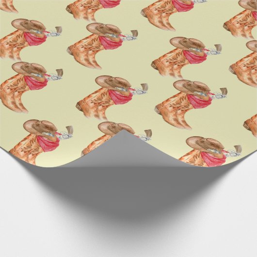Western Cowboy Gear Pattern Geschenkpapier (Ecke)