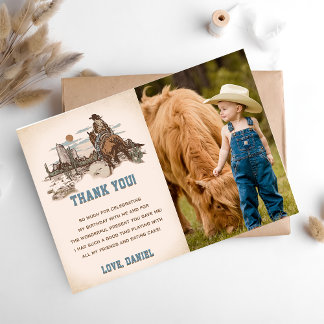 Western Cowboy Geburtstagsparty Danke Card Foto Einladung