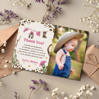 Western Cowboy Geburtstagsparty Danke Card Foto Einladung