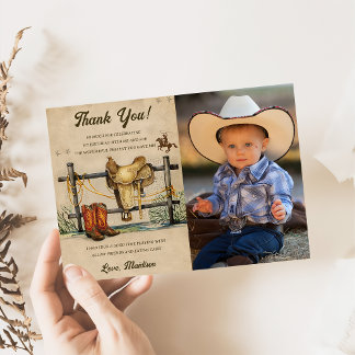 Western Cowboy Geburtstagsparty Danke Card Foto Einladung